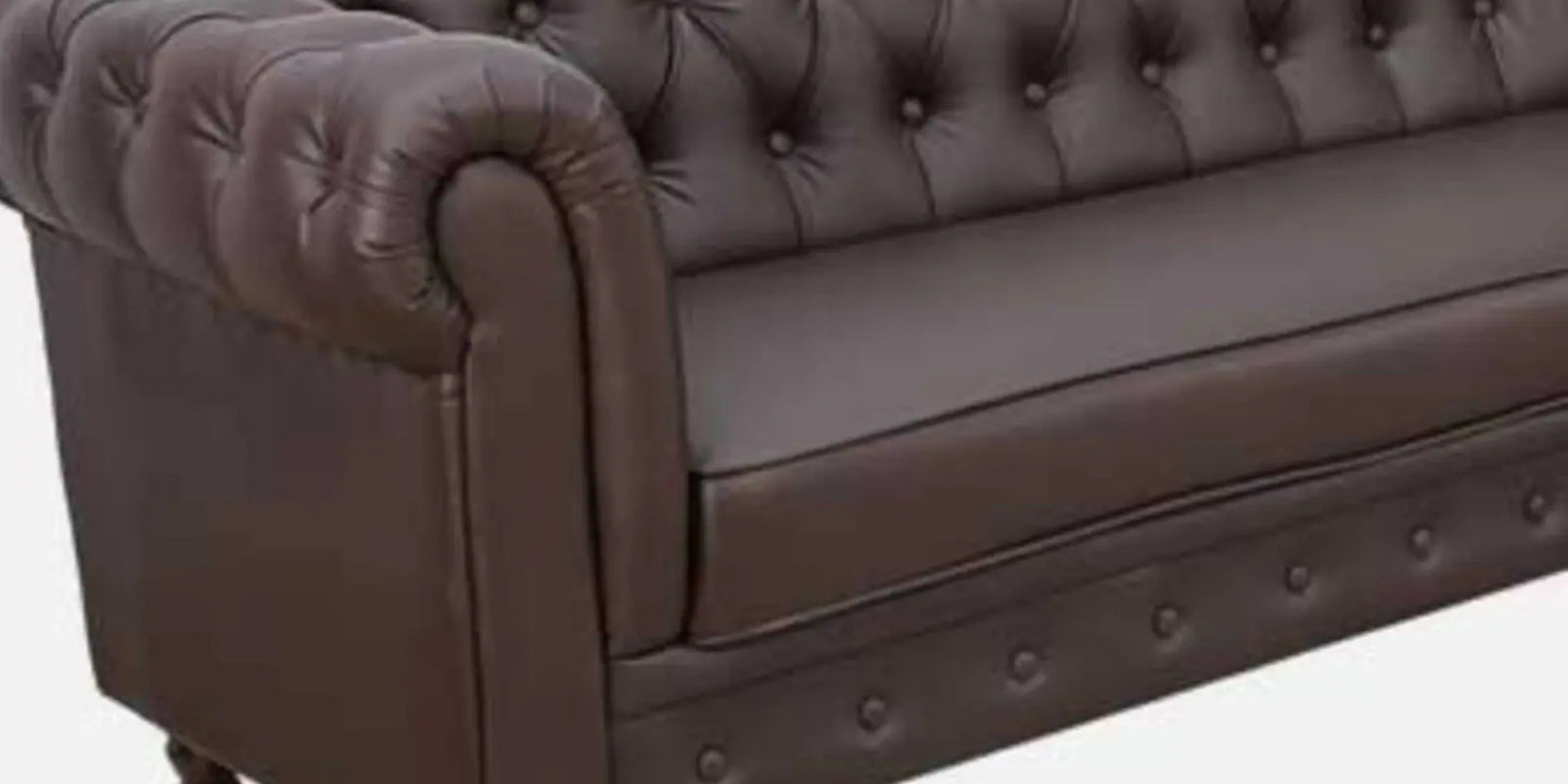 Cheshire Leatherette LHS Sectional Sofa (3 + Lounger) In Dark Brown Colour
