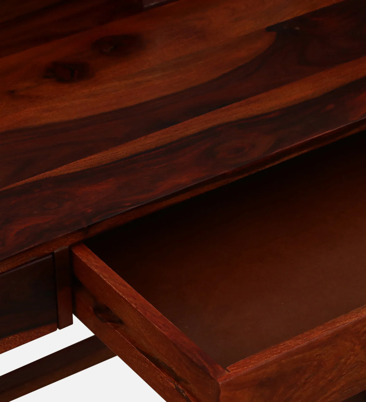 Larvik Sheesham Wood Writing Table with Switch Board in Honey Oak Finish