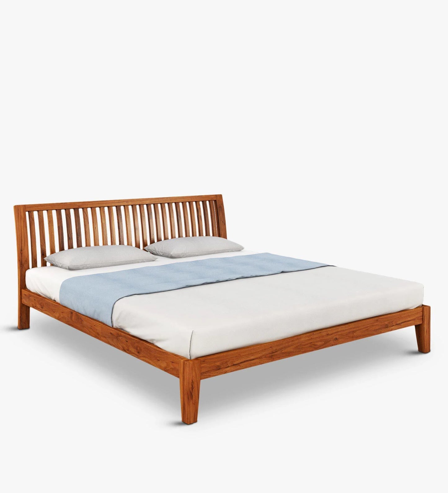 Luxurious Solid Wood Queen Size Bed in Brown Finish