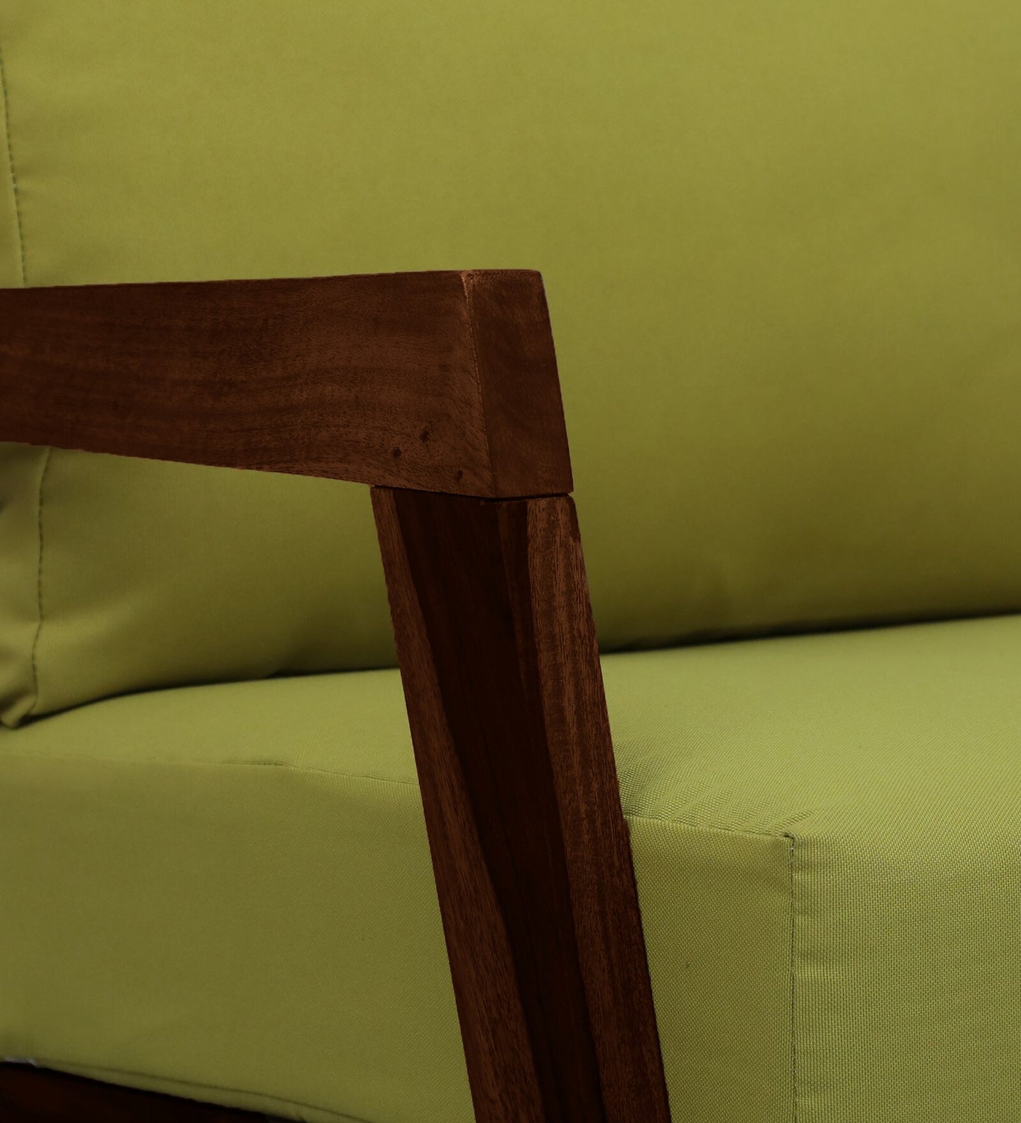 Milton Sheesham Wood Arm Chair In Green & Provincial Teak Finish
