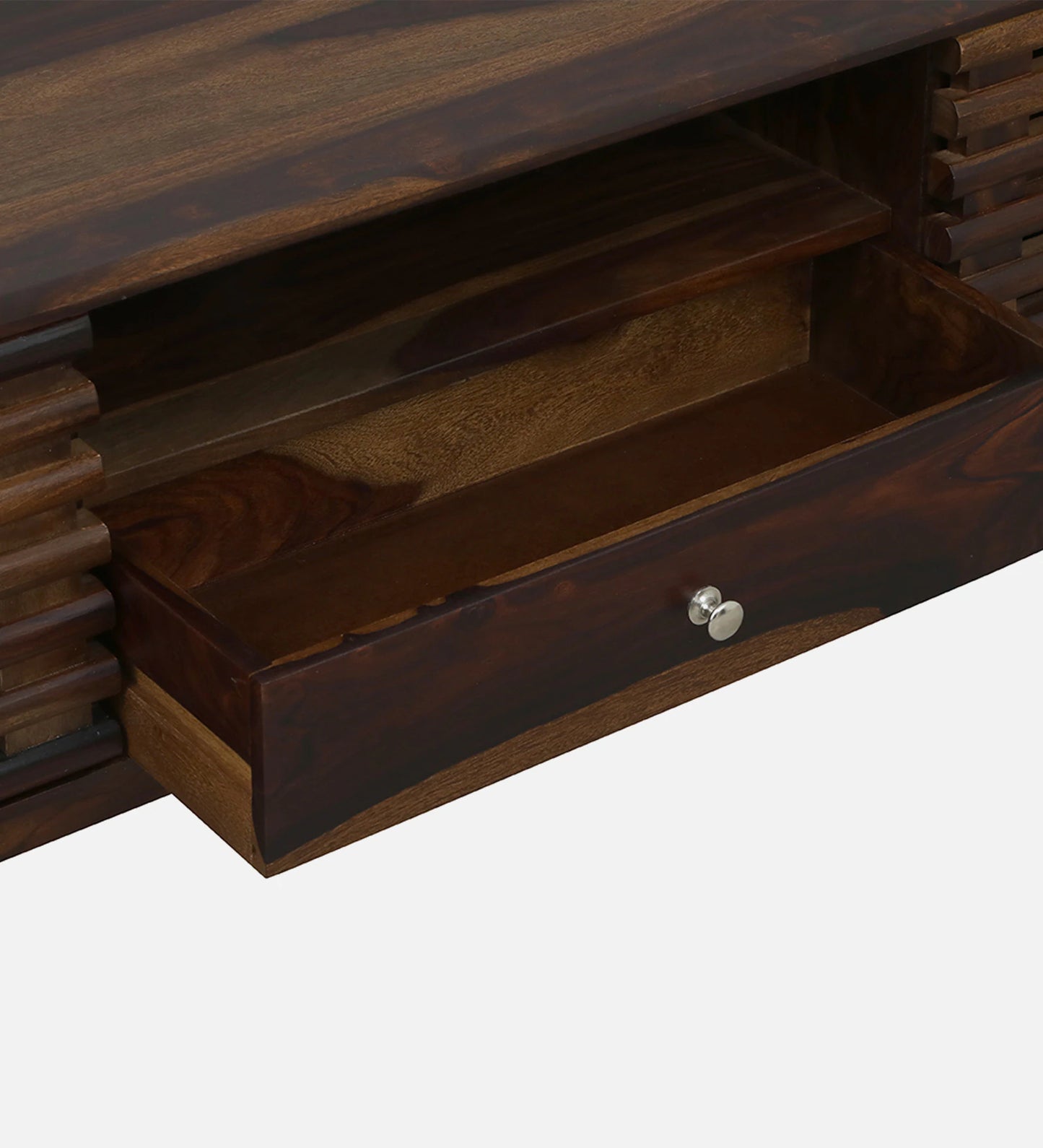 Rennes Sheesham Wood TV Console In Scratch Resistant Provincial Teak Finish