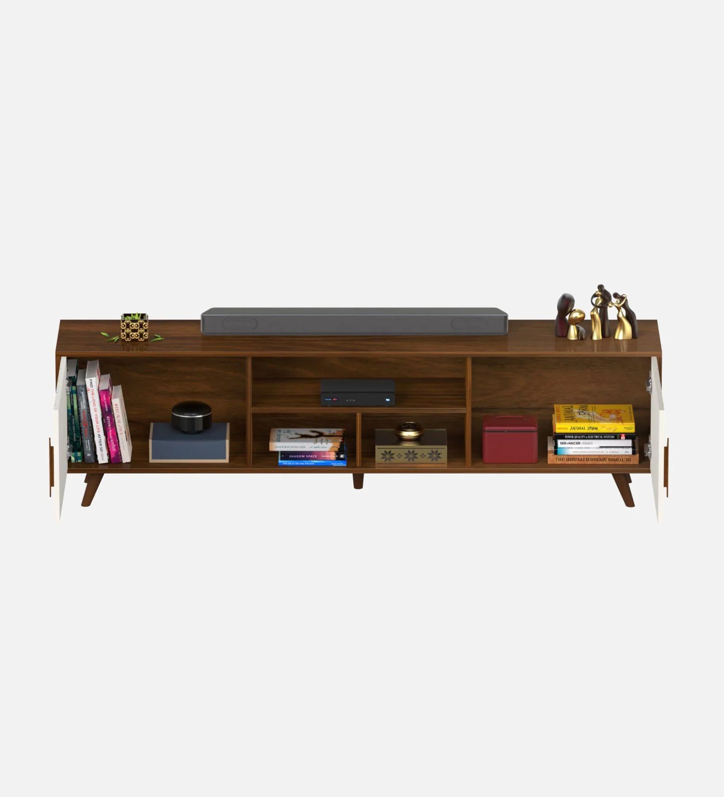 Wilbrome Tv Console In Brown Maple & Frosty Finish For Tv Upto 60"