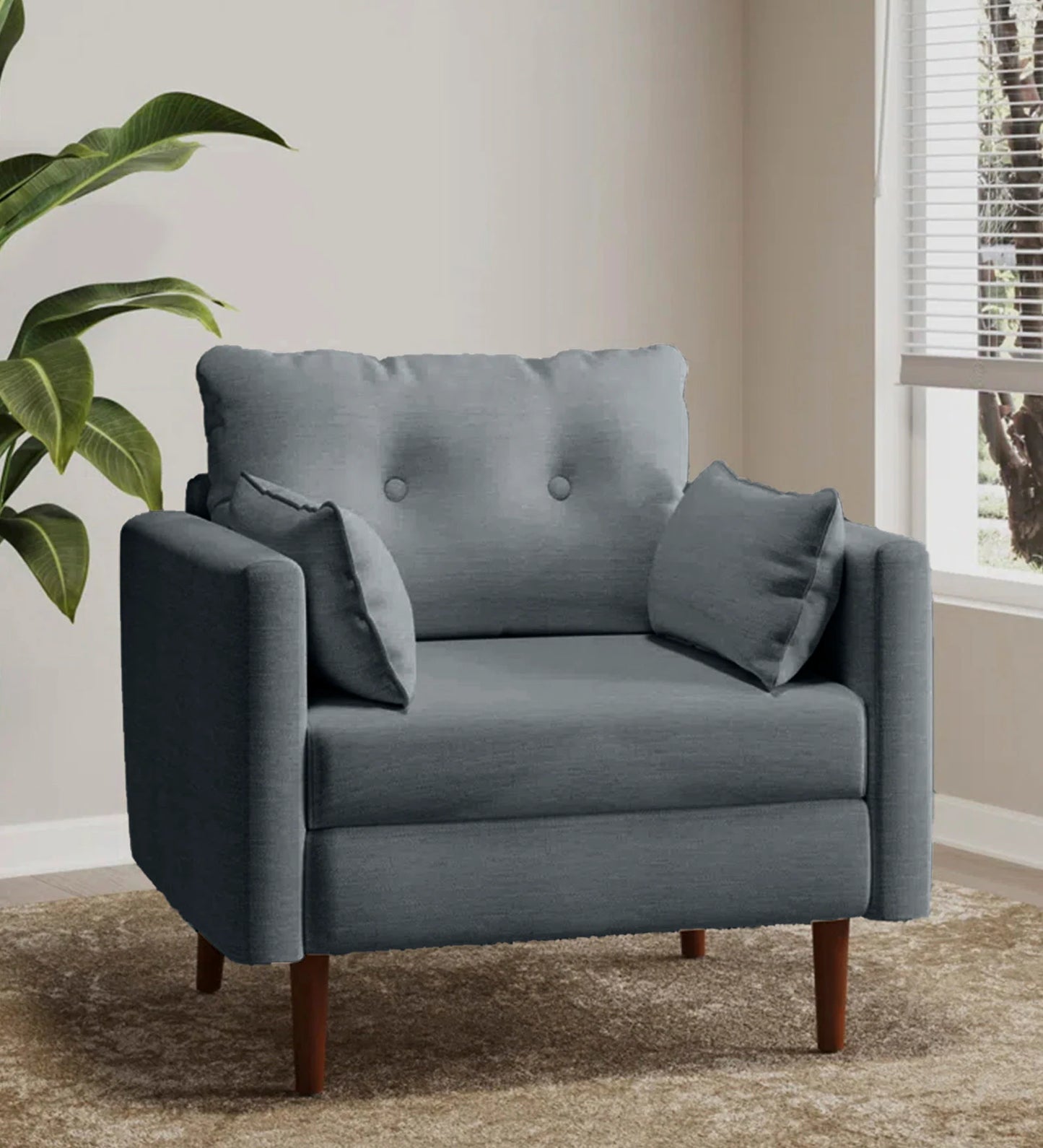 Ariahana Fabric Arm Chair in Grey Colour