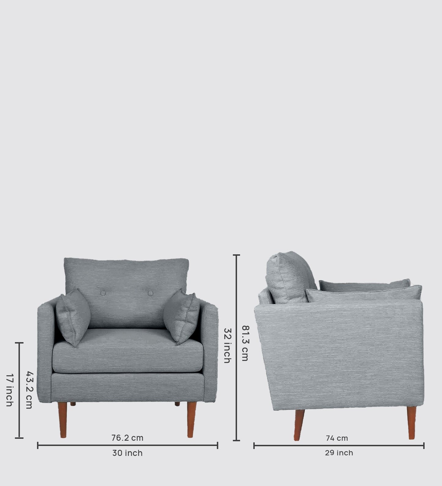 Ariahana Fabric Arm Chair in Grey Colour