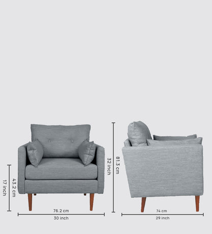 Ariahana Fabric Arm Chair in Grey Colour