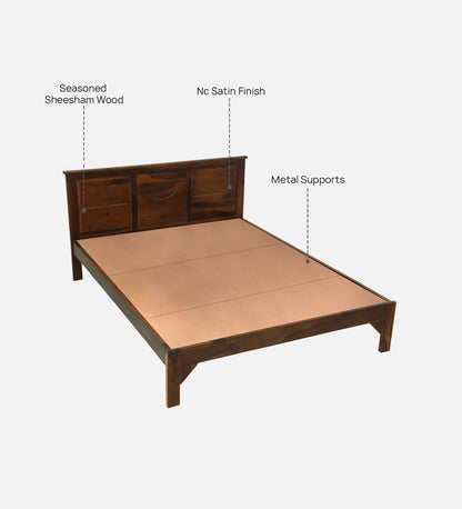 Assens Sheesham Wood Queen Size Bed In Provincial Teak Finish