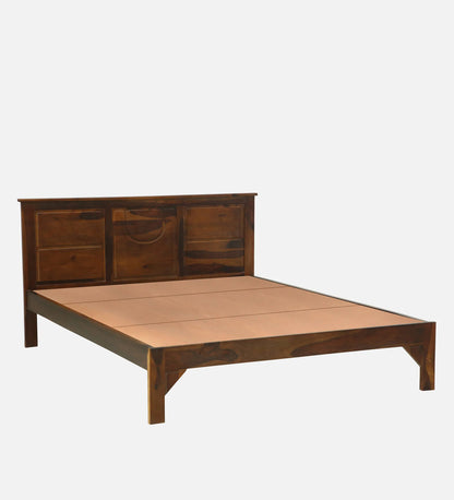 Assens Sheesham Wood Queen Size Bed In Provincial Teak Finish