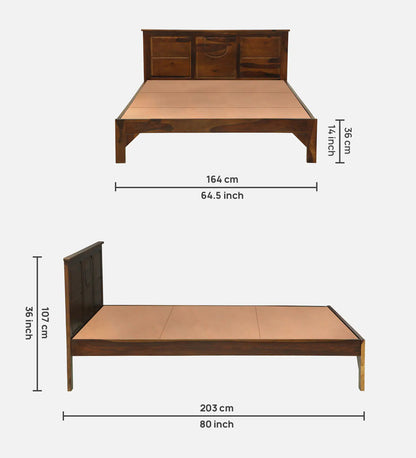 Assens Sheesham Wood Queen Size Bed In Provincial Teak Finish