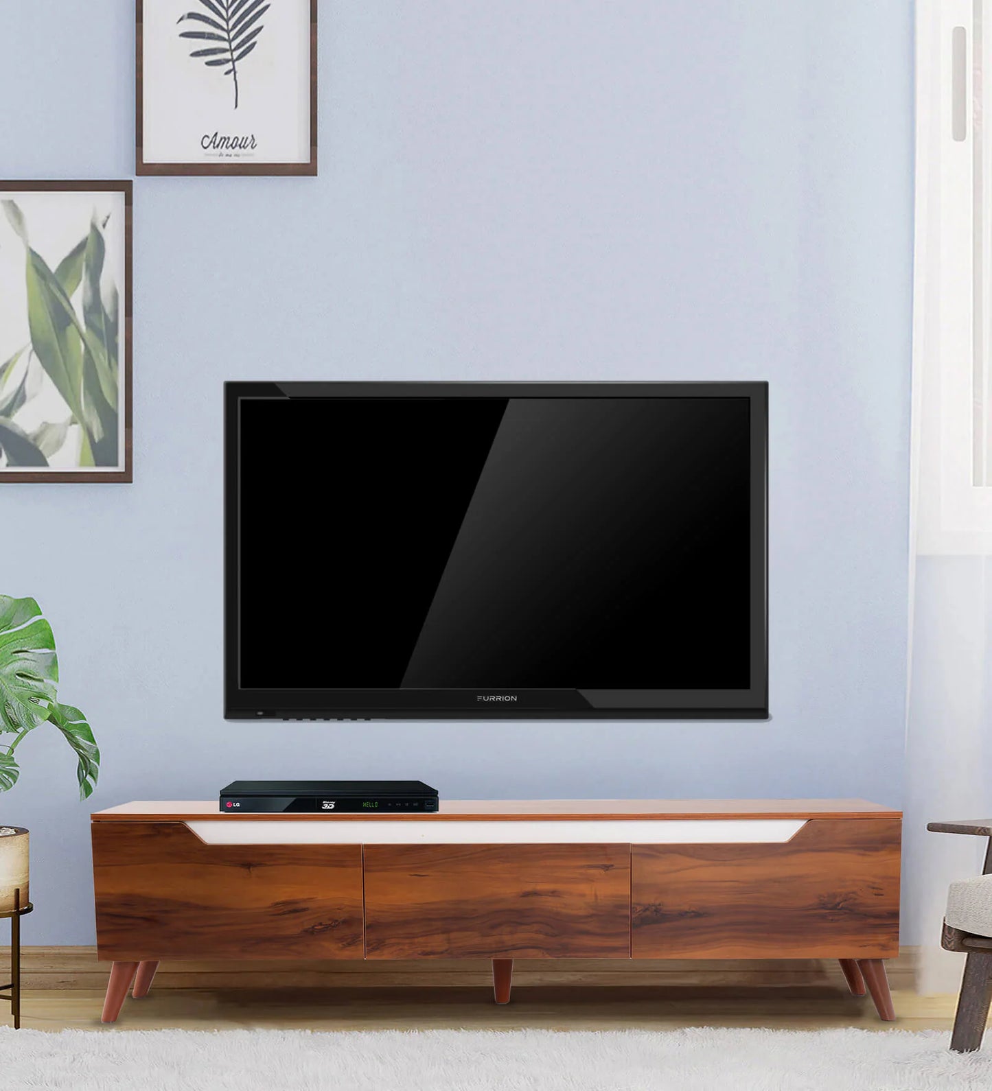 Ume TV Console in Brown and White Finish for TV's upto 80"