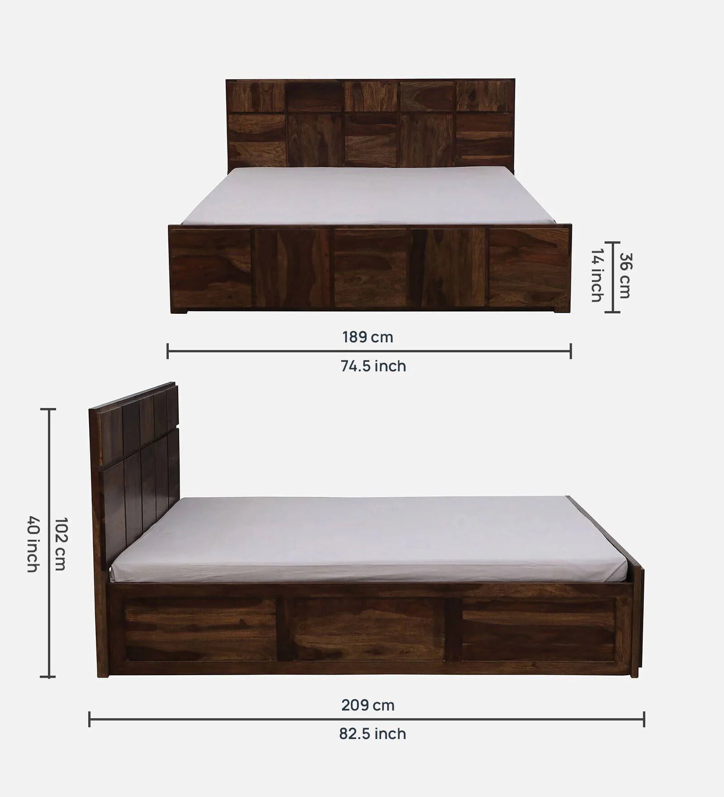 Bergen Sheesham  Provincial Teak Finish With Box Storage