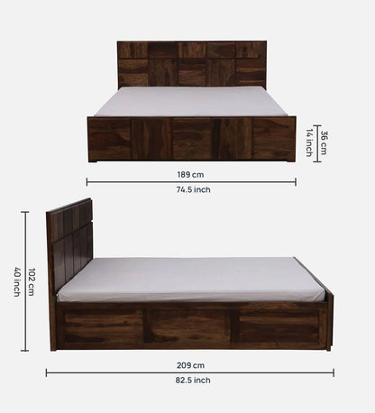 Bergen Sheesham  Provincial Teak Finish With Box Storage