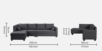 Fidel Velvet RHS Sectional Sofa (3 + Lounger) in Teal Blue Colour