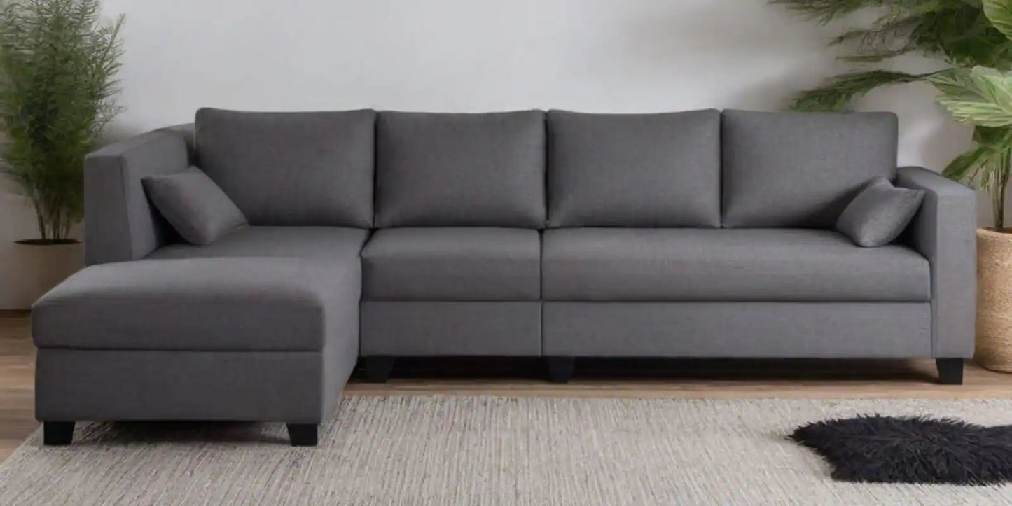 Fidel Velvet RHS Sectional Sofa (3 + Lounger) in Teal Blue Colour