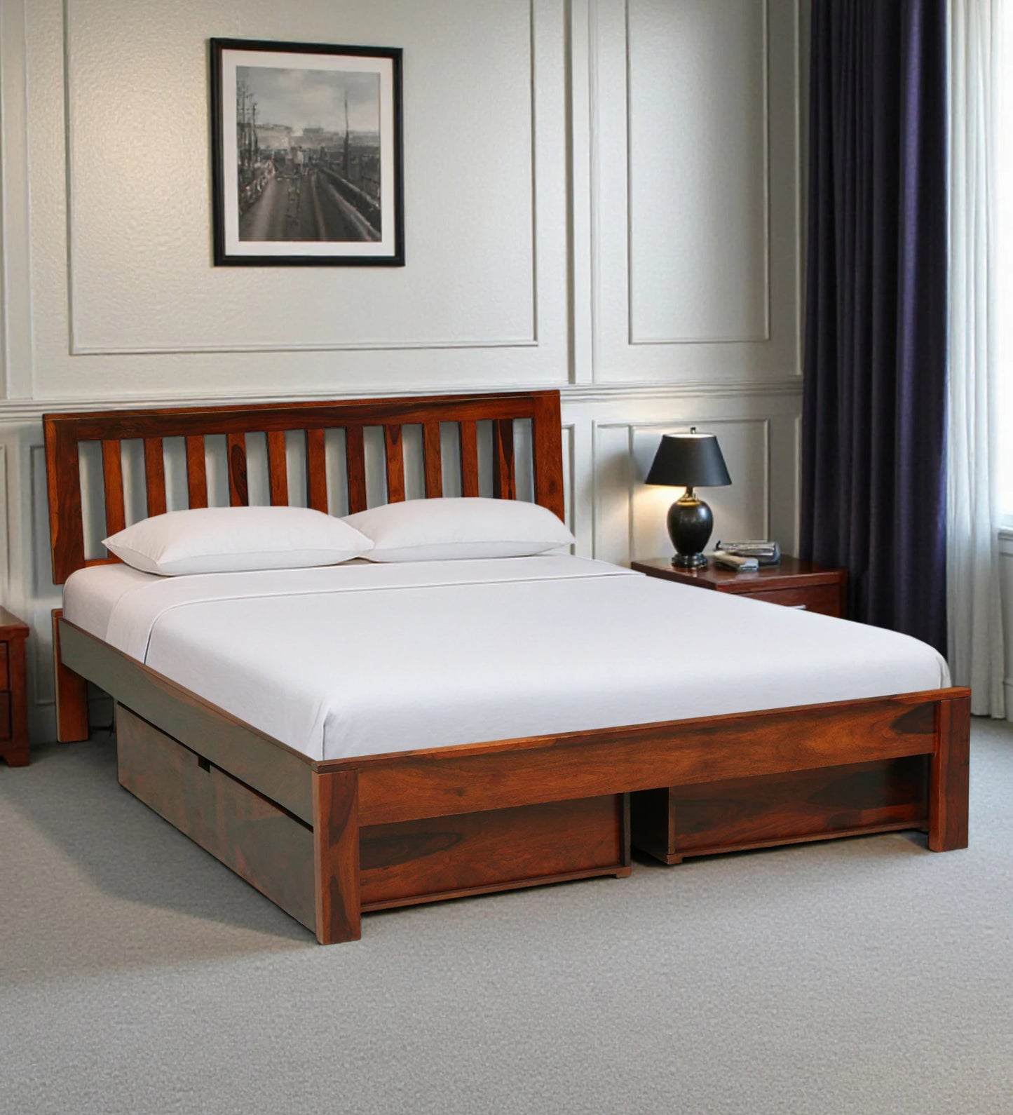 Buren Sheesham Honey Oak Finish With Drawer Storage