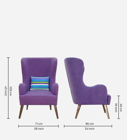 Cecelia Fabric Wing Chair In Purple Colour