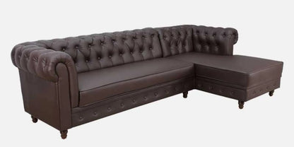 Cheshire Leatherette LHS Sectional Sofa (3 + Lounger) In Dark Brown Colour