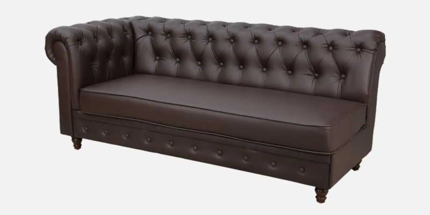 Cheshire Leatherette LHS Sectional Sofa (3 + Lounger) In Dark Brown Colour