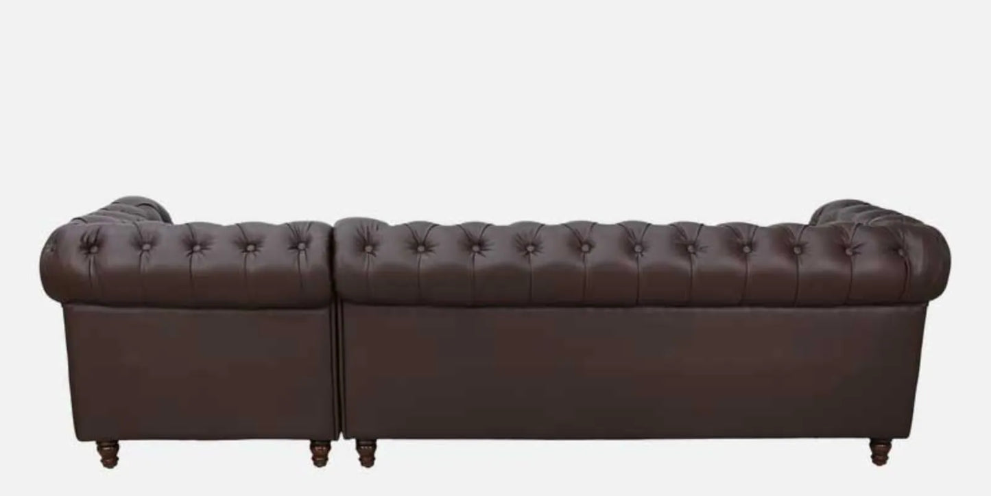 Cheshire Leatherette LHS Sectional Sofa (3 + Lounger) In Dark Brown Colour