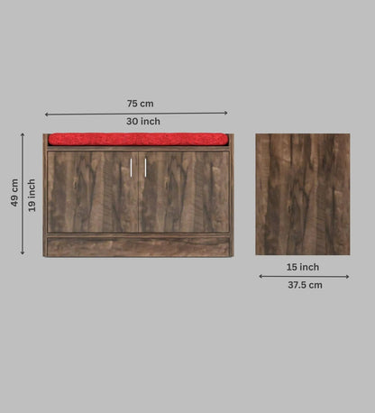 Ella 2 Door Multipurpose Cabinet with Cushion in Cochwood Brown Finish