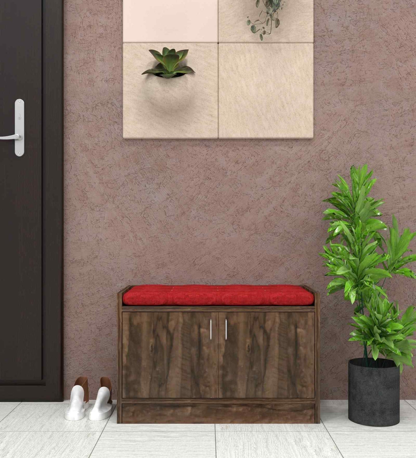 Ella 2 Door Multipurpose Cabinet with Cushion in Cochwood Brown Finish