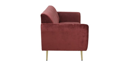 Fidel Velvet 3 Seater Sofa In Wine Red Colour