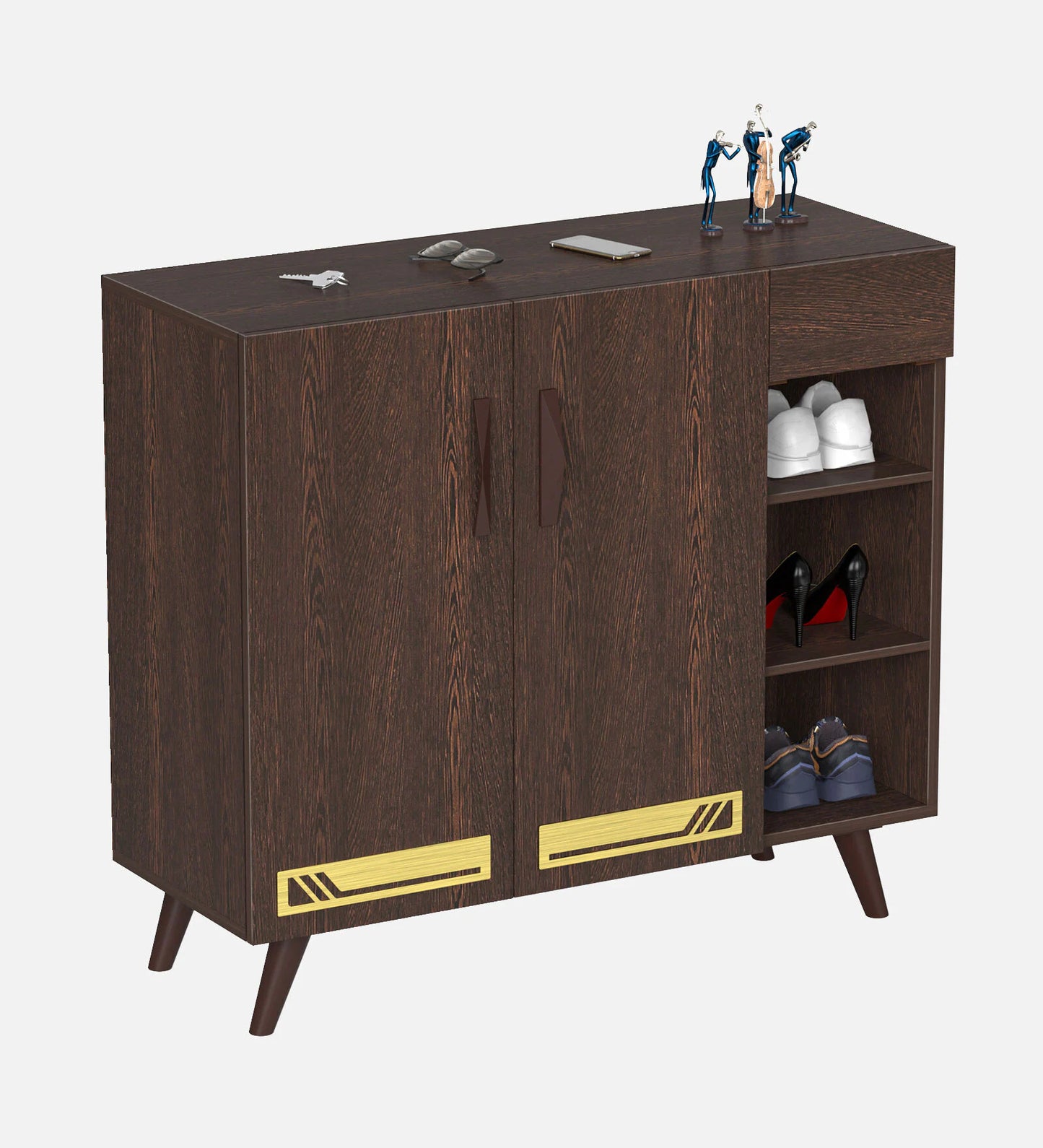 Daisen 16- Pairs 3 Door Shoe Rack In Wenge Finish