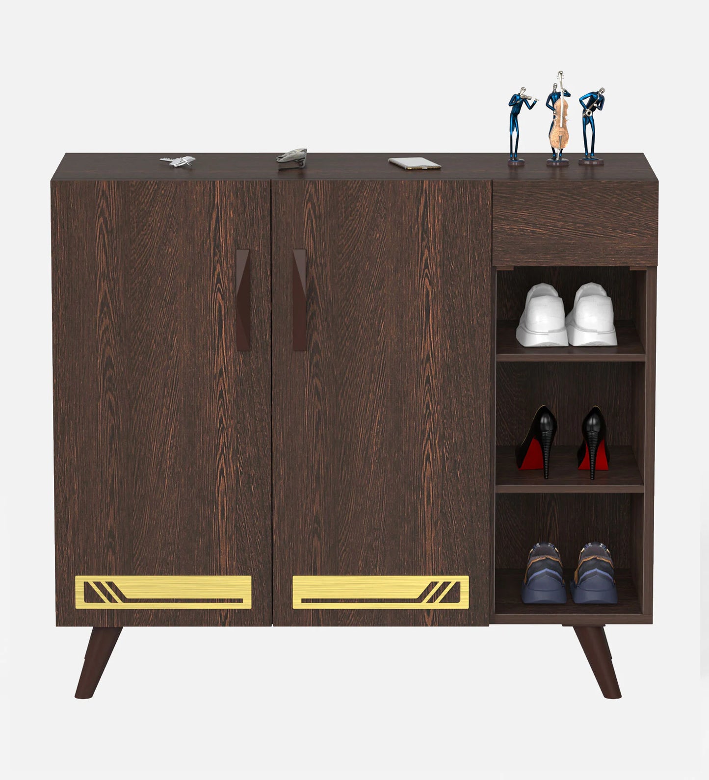 Daisen 16- Pairs 3 Door Shoe Rack In Wenge Finish