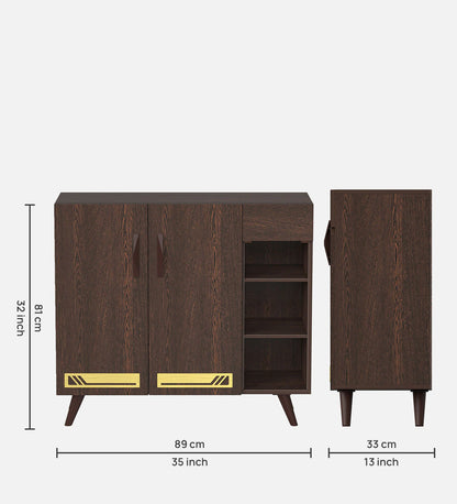 Daisen 16- Pairs 3 Door Shoe Rack In Wenge Finish