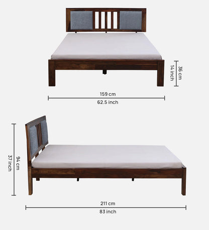 Brevik Sheesham Wood Queen Size Bed In Provincial Teak Finish