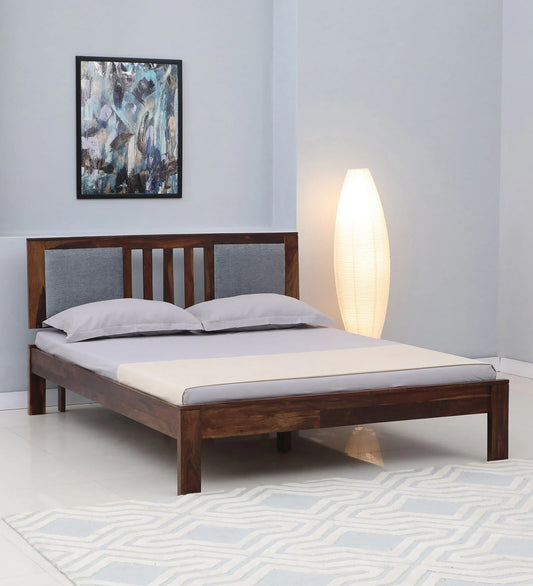 Brevik Sheesham Wood Queen Size Bed In Provincial Teak Finish