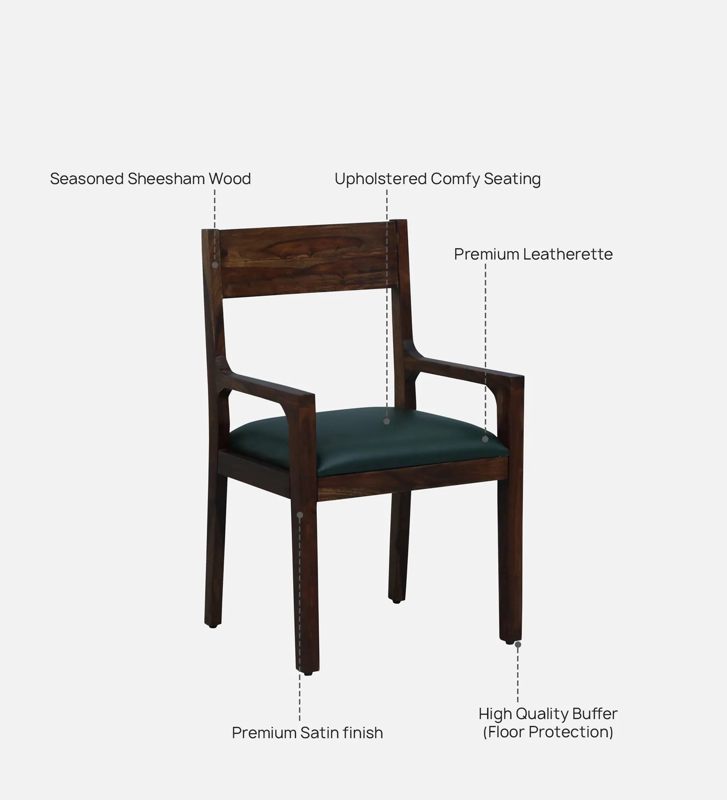 Ishani Sheesham Wood Arm Chair In Provincial Teak Finish