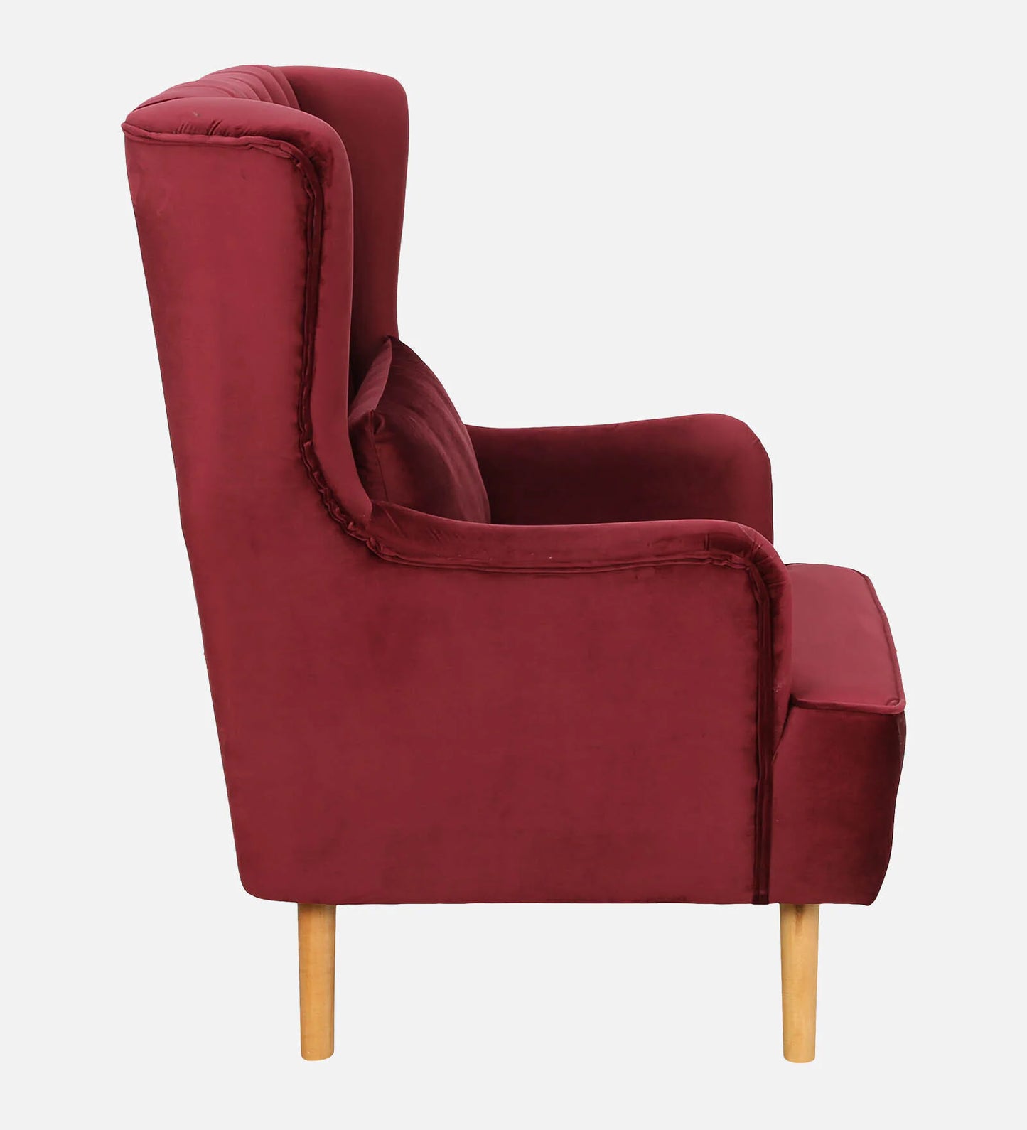 Jairo Velvet Wing Chair In Velvet Red Colour