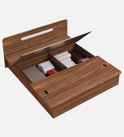Juno Queen Size Bed with Box Storage in Brown