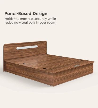 Juno Queen Size Bed with Box Storage in Brown