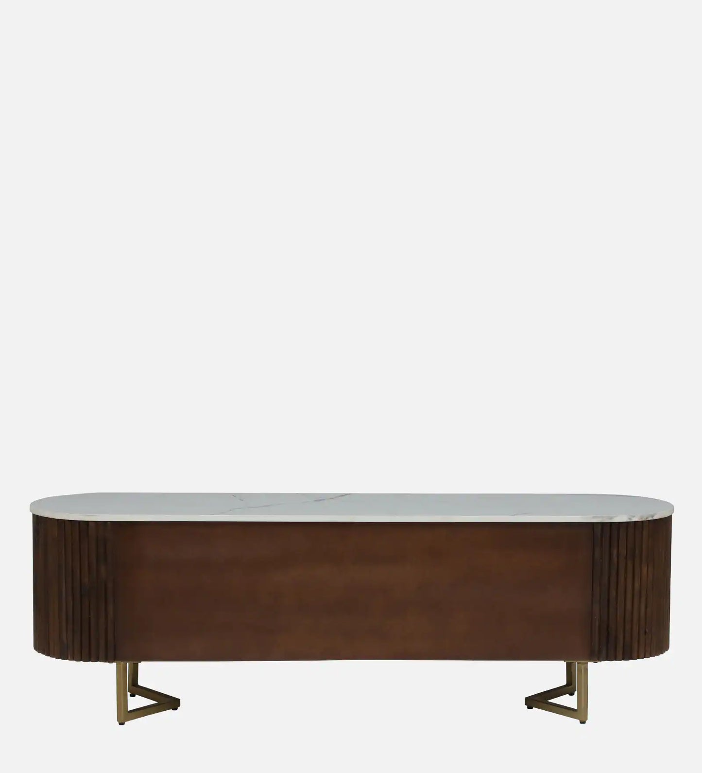 Kaffka Sheesham Wood Tv Console In Brass Electroplating Finish
