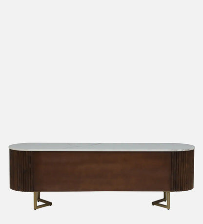 Kaffka Sheesham Wood Tv Console In Brass Electroplating Finish