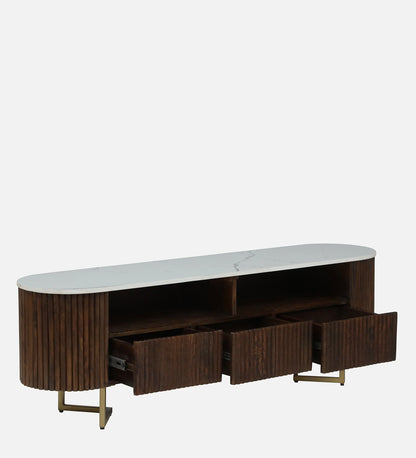 Kaffka Sheesham Wood Tv Console In Brass Electroplating Finish