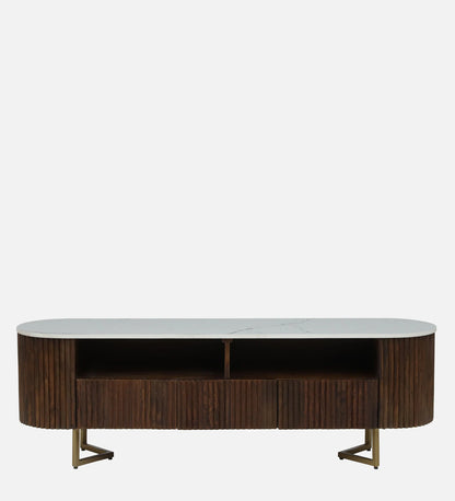 Kaffka Sheesham Wood Tv Console In Brass Electroplating Finish