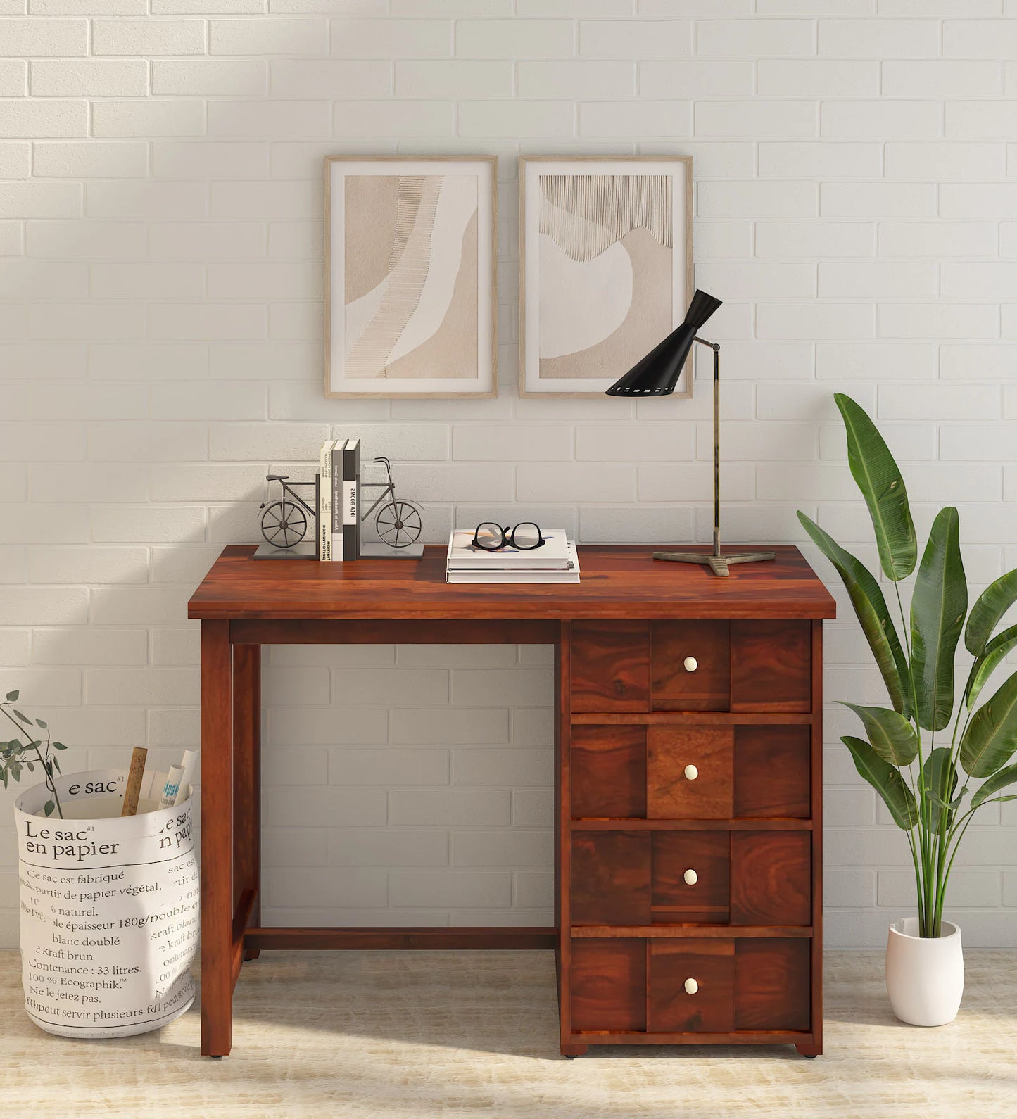 Kelty Sheesham Wood Writing Table In Scratch Resistant Honey Oak Finish