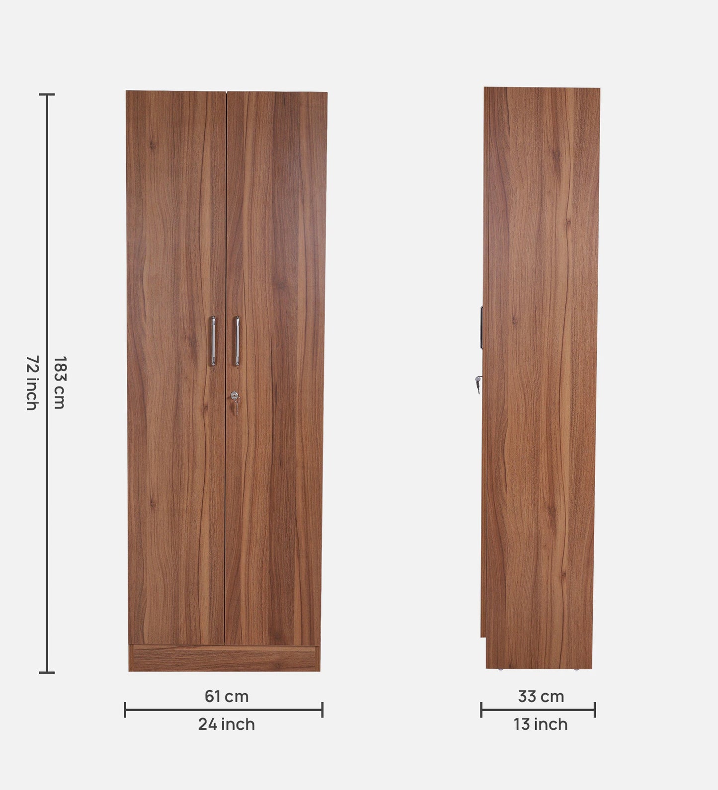 Kenzou 2 Door Wardrobe In Lyon Walnut Finish
