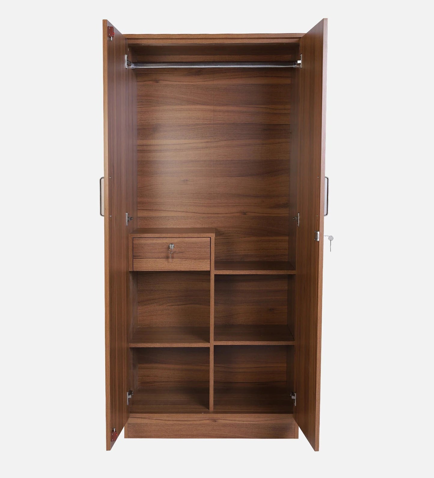 Kibo 2 Door Wardrobe In Lyon Walnut Finish With Mirror & Drawer