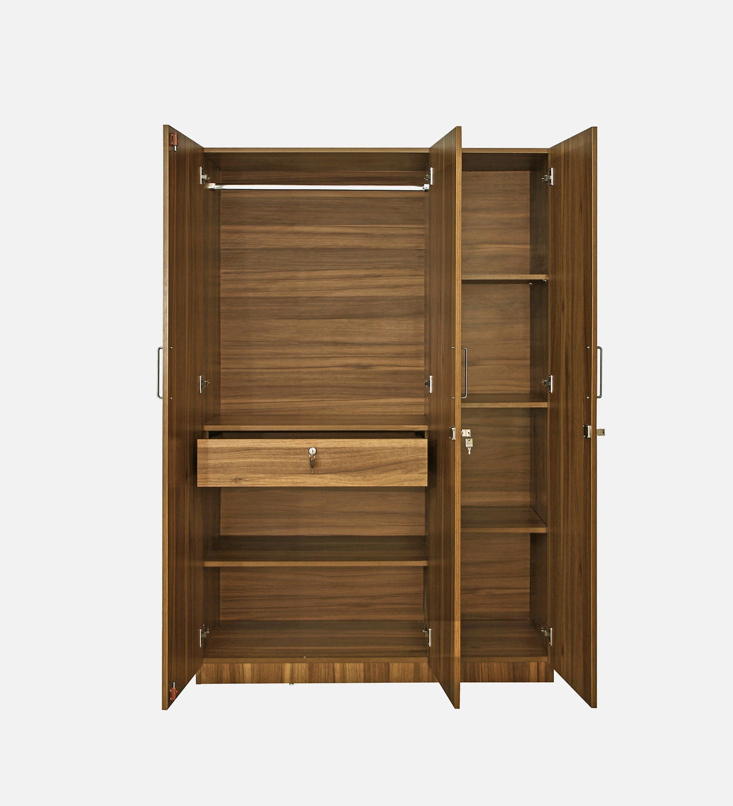 Kibo 3 Door Wardrobe In Lyon Walnut Finish With Drawer