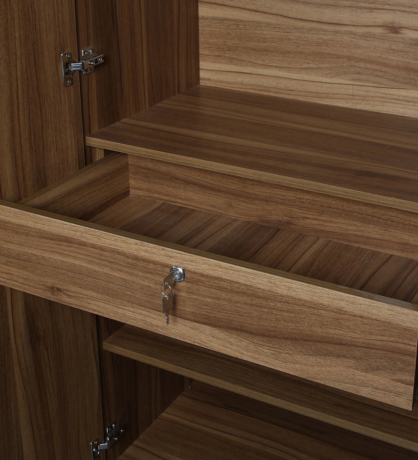 Kibo 3 Door Wardrobe In Lyon Walnut Finish With Drawer