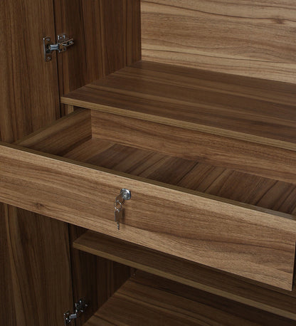 Kibo 3 Door Wardrobe In Lyon Walnut Finish With Drawer