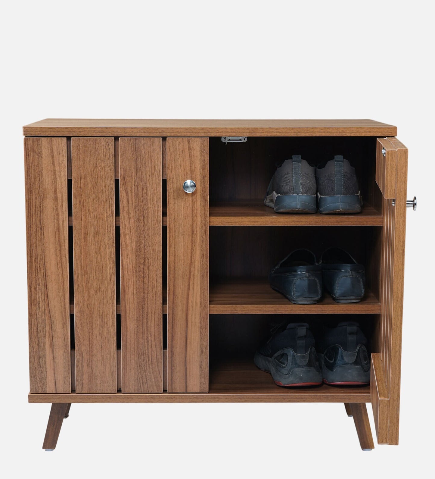 Kibo 9-Pairs Shoe Cabinet with 2 Doors In Lyon Walnut Finish