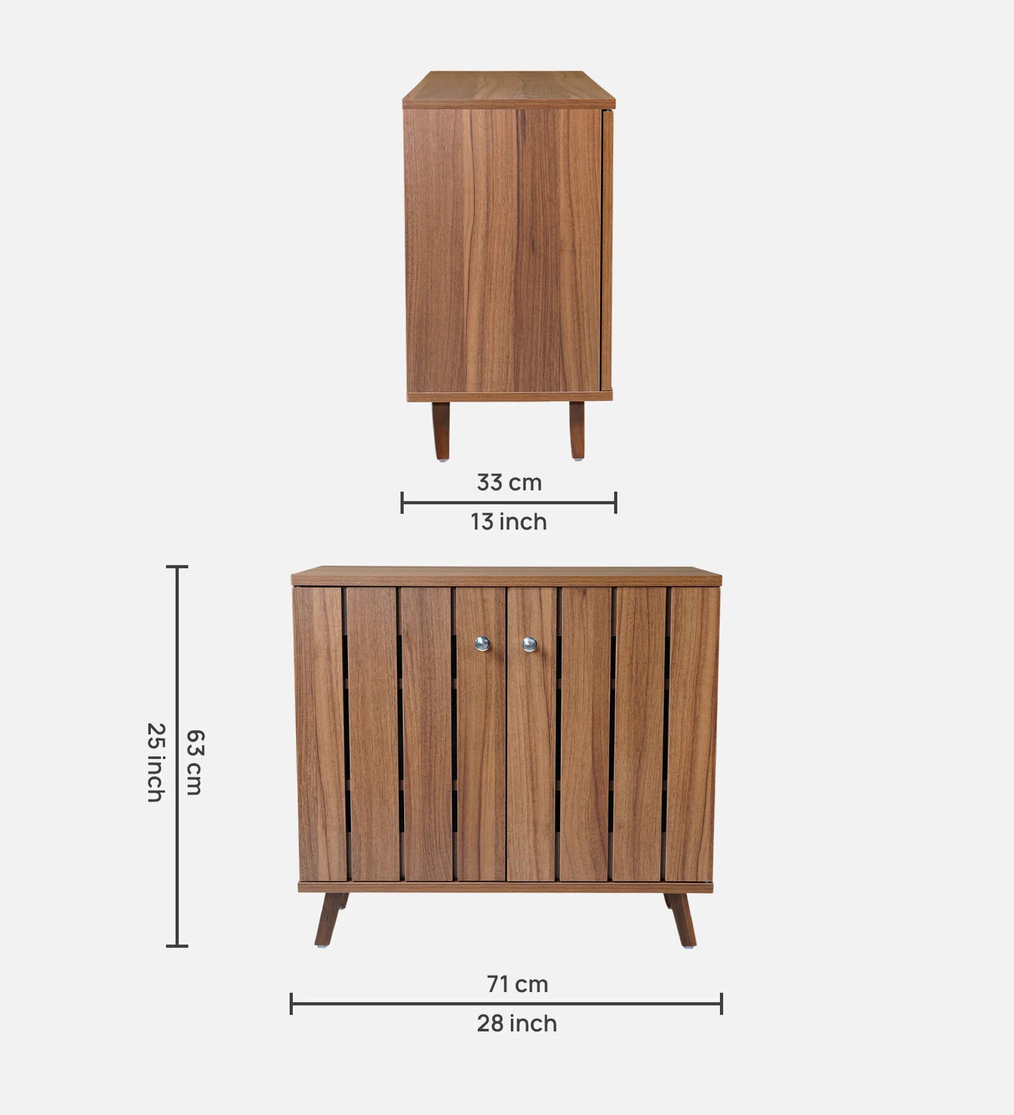 Kibo 9-Pairs Shoe Cabinet with 2 Doors In Lyon Walnut Finish