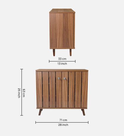 Kibo 9-Pairs Shoe Cabinet with 2 Doors In Lyon Walnut Finish