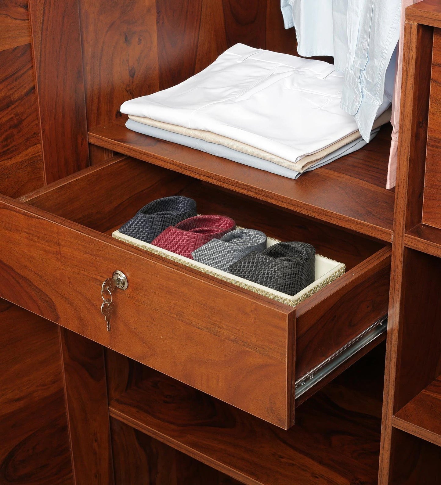 Kosmo Grace 3 Door Wardrobe in Sheesham Woodpore Finish