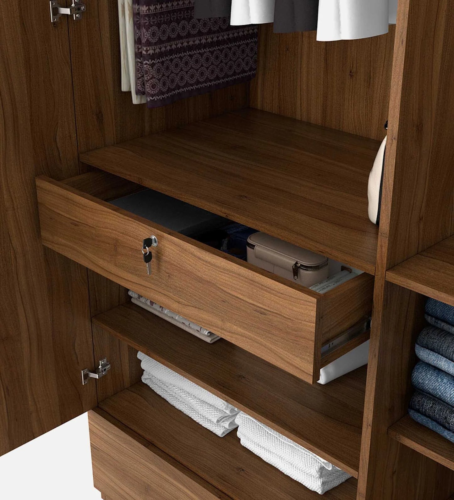 Kosmo Linden 4 Door Wardrobe With Mirror In Natural Finish