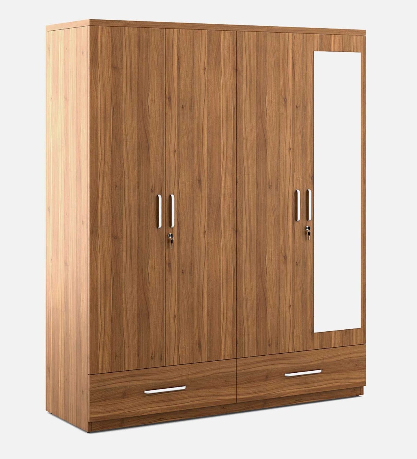 Kosmo Linden 4 Door Wardrobe With Mirror In Natural Finish